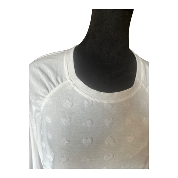 Tommy Hilfiger Women’s Pleated-Shoulder Heart-Texture Top — Size L — White - Picture 5 of 11